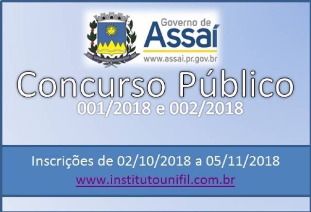 =Inscrições para o Concurso Público Prefeitura de Assaí