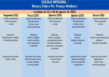 CARDÁPIO DA ALIMENTAÇÃO ESCOLAR PARA O MÊS DE AGOSTO