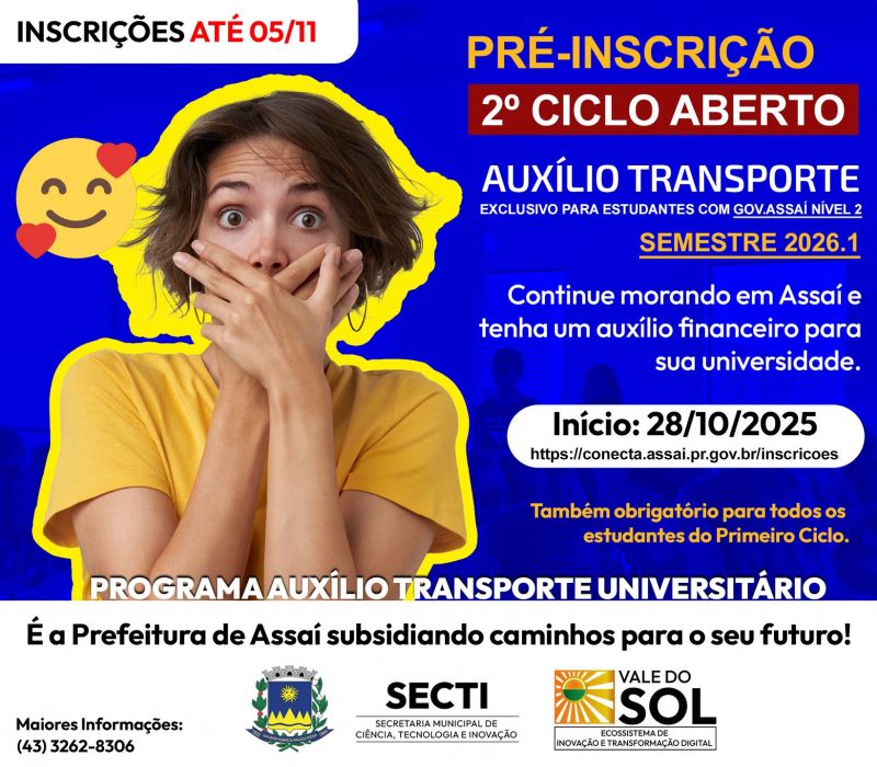 =Pré-inscrições abertas para o Auxílio Transporte - 2º Ciclo!