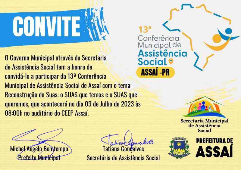 13ª CONFERÊNCIA MUNICIPAL DE ASSISTÊNCIA SOCIAL