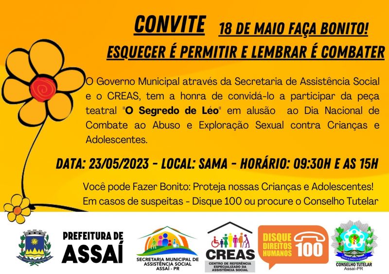 18 de Maio – Combate ao abuso e à exploração sexual contra crianças e adolescentes!