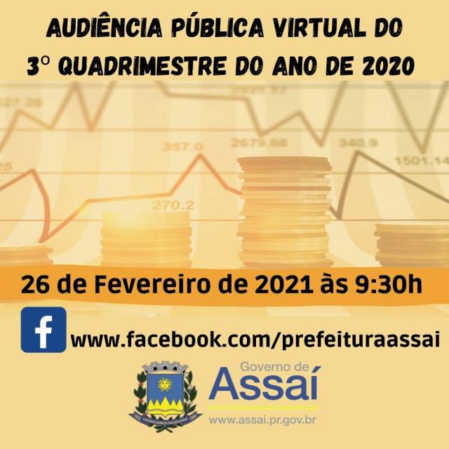 AUDIÊNCIA PÚBLICA VIRTUAL DO 3º QUADRIMESTRE DO ANO DE 2020 - dia 26/02/2021