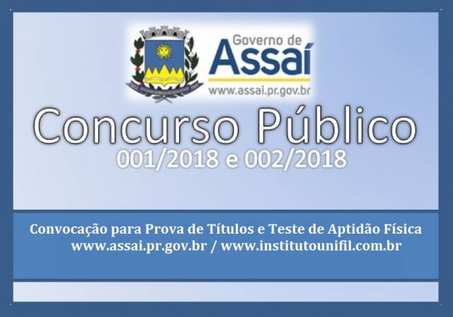 Convocação para Prova de Títulos e TAF