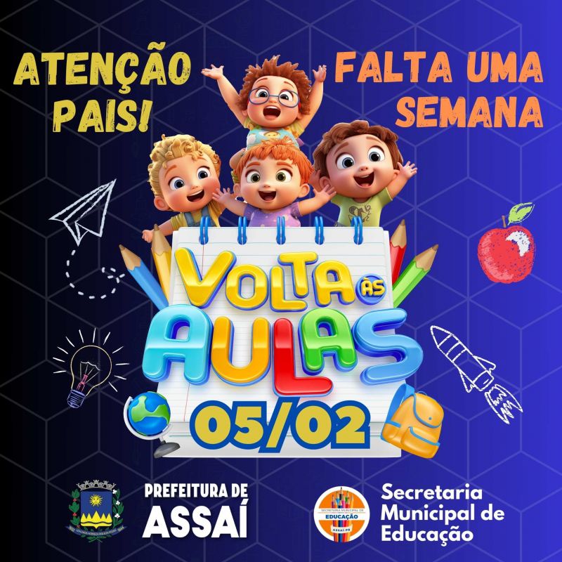 FALTA UMA SEMANA PARA O VOLTA AS AULAS 2024