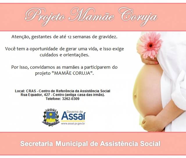 Inscrições para o Projeto mamãe Coruja