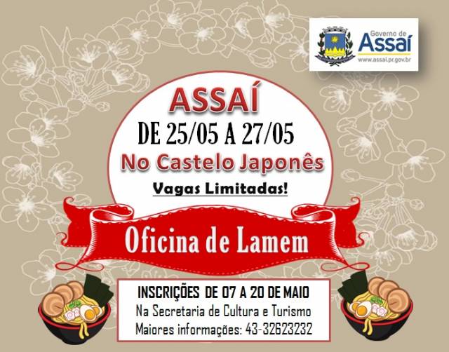 Oficina de Lamem no Castelo Japonês de 25 a 27 de Maio