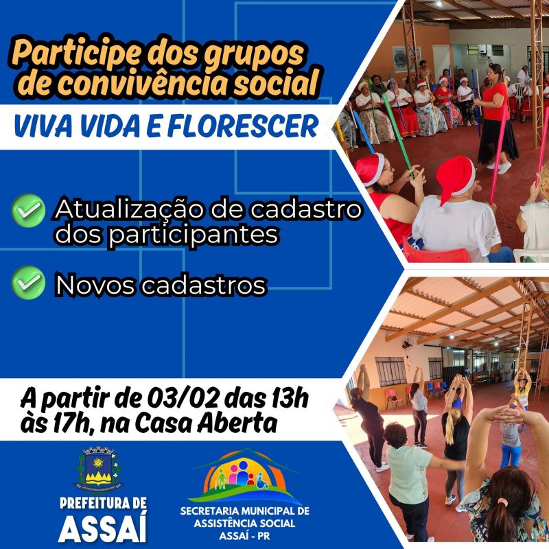 Participe dos Grupos de Convivência Social de Assaí!