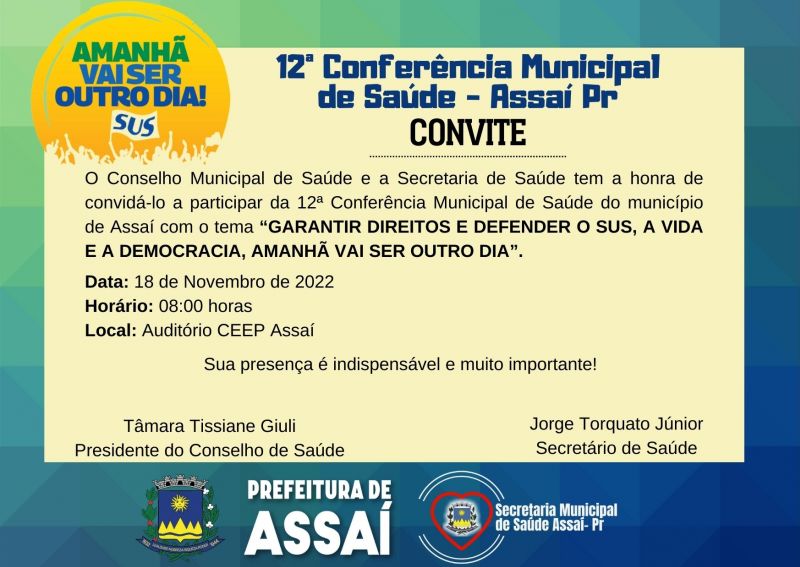 PARTICIPEM DA CONFERÊNCIA MUNICIPAL DE SAÚDE