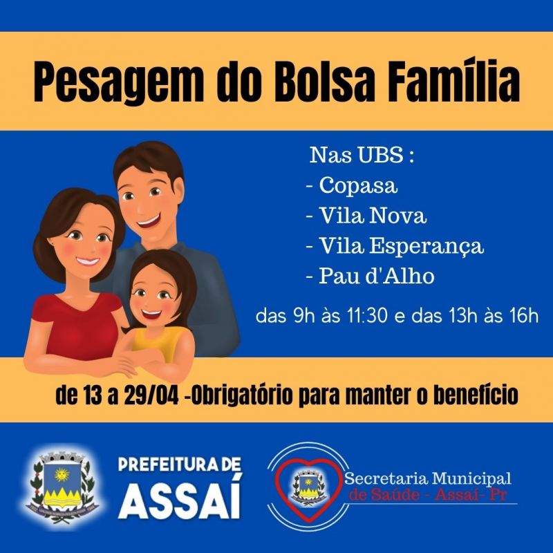 PESAGEM DO BOLSA FAMÍLIA DE 13 A 29/04