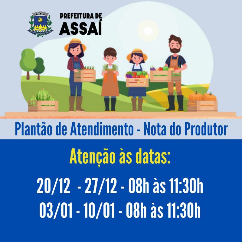 PREFEITO TUTI ANUNCIA PLANTÃO DE ATENDIMENTO DA NOTA DO PRODUTOR DURANTE AS FERIAS COLETIVAS.