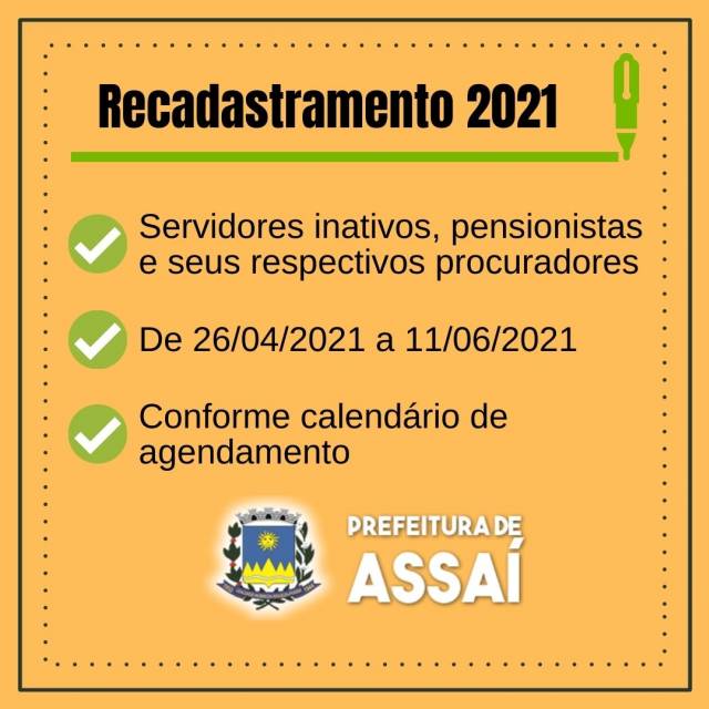 Recadastramento 2021 para servidores Inativos e Pensionistas
