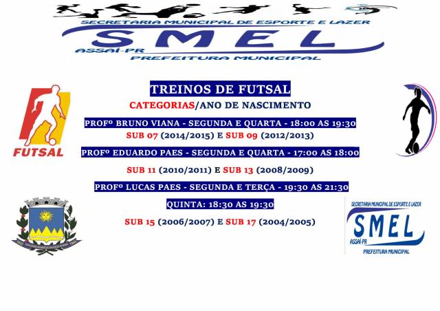 RETORNO DAS ESCOLINHAS DE FUTSAL EM MARÇO.