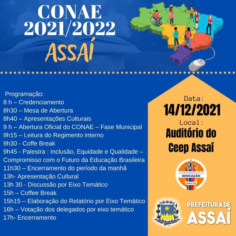 Secretaria de Educação realizará etapa municipal do CONAE – Conferência Nacional da Educação.