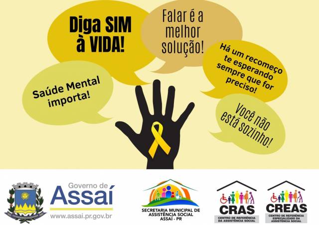 SETEMBRO AMARELO EM DEFESA DA VIDA!