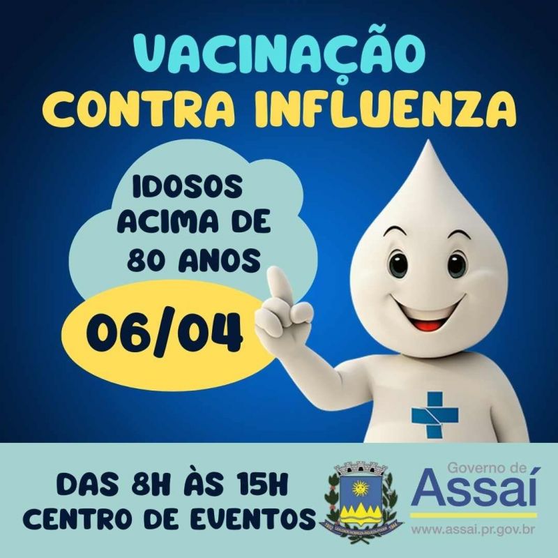 VACINA CONTRA INFLUENZA (GRIPE) PARA IDOSOS ACIMA DE 80 ANOS- 06/04