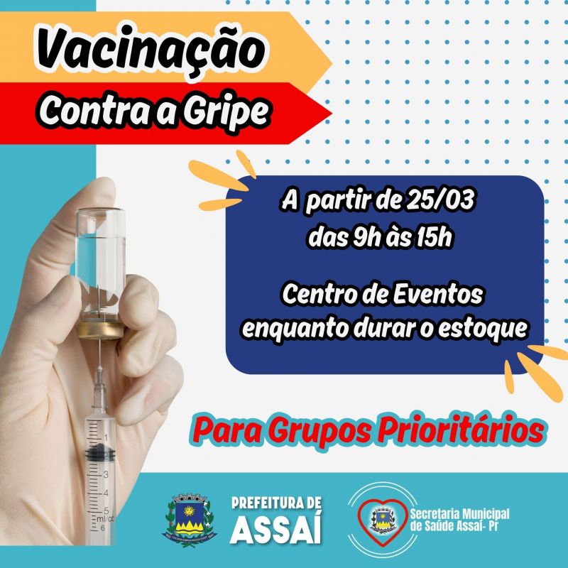 VACINAÇÃO CONTRA GRIPE INICIA NA SEGUNDA-FEIRA (25/03)