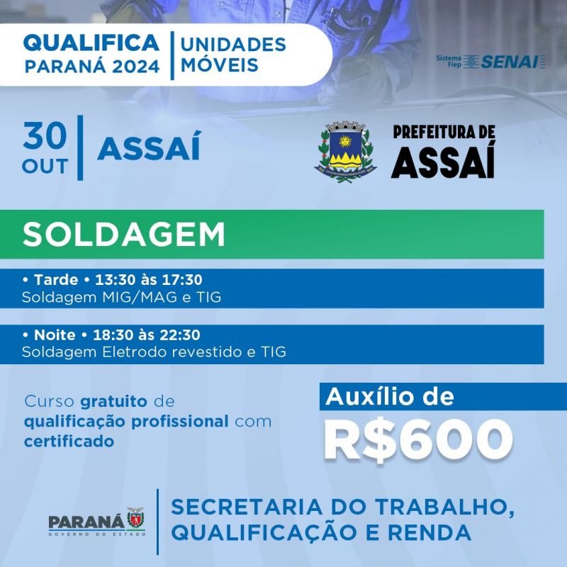 VEM AÍ CURSO DE QUALIFICAÇÃO PROFISSIONAL DE SOLDAGEM