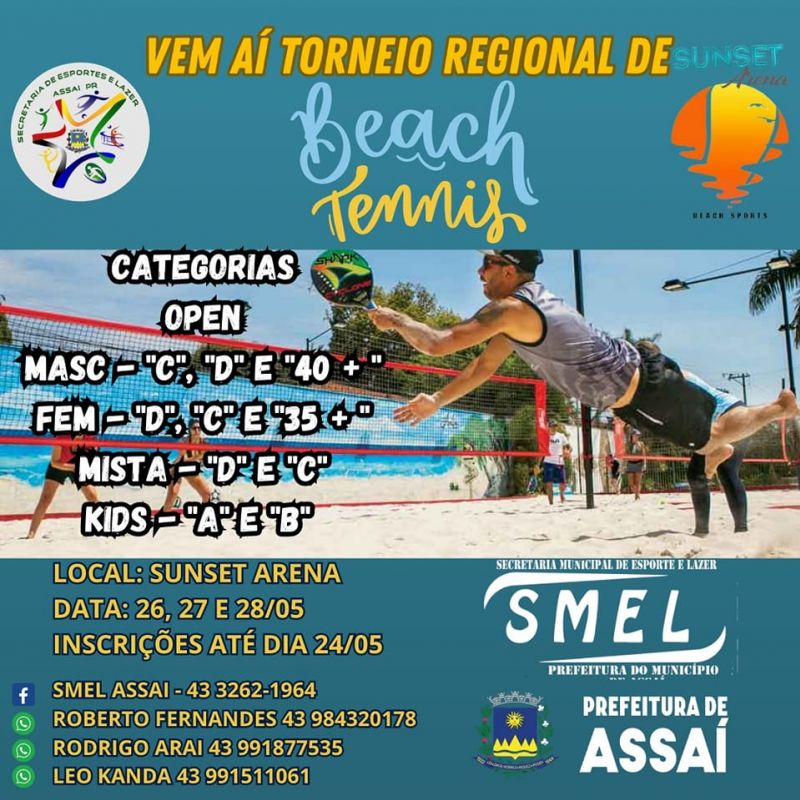 VEM AÍ O 1⁰ TORNEIO REGIONAL DE BEACH TENIS.