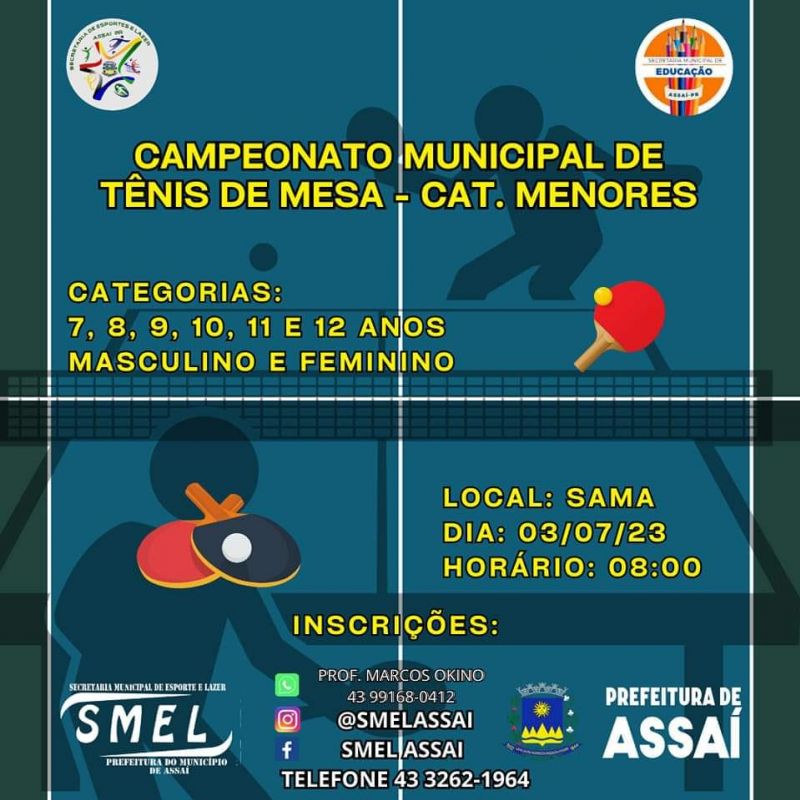 VEM AÍ O 1º CAMPEONATO DE TÊNIS DE MESA