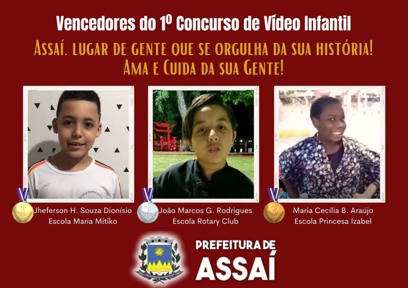VENCEDORES DO CONCURSO DE VÍDEO INFANTIL